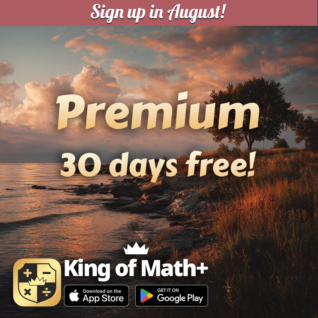 oddrobo's tweet photo. 🔔Reminder: Sign up in August and try King of Math+ Premium FREE for 30 days! All games in the King of Math series included. New users only, ends Aug 31. Cancel anytime before trial ends. Sign up now and get ready to math! https://t.co/2Txb9xtuMU #math #maths #mathgames https://t.co/3799wLoKR2