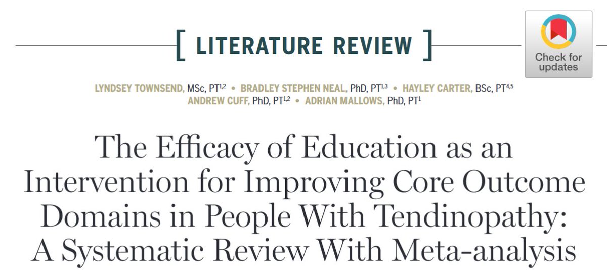 JOSPT's tweet photo. Our August Review on the 'Efficacy of #Education for Improving Core Outcomes in People w/ #Tendinopathy' is part of the @JOSPT Read for Credit program
Read the paper β‘οΈhttps://t.co/rrsSenyFsO
Take the exam πhttps://t.co/RfOvpyiMyY
#yourJOSPT #ReadForCredit #EducationCredits https://t.co/KjACZY75tB