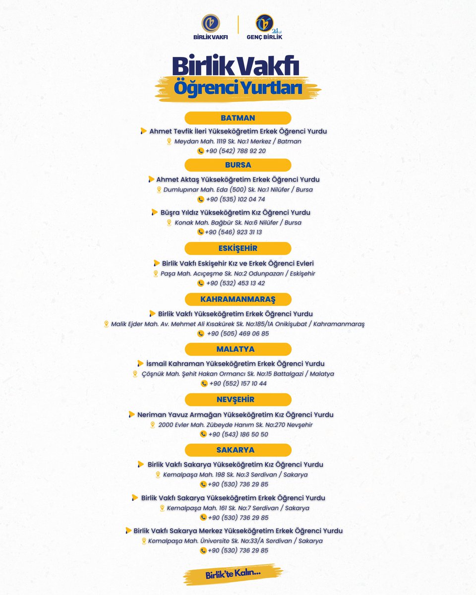GencBirlik's tweet image. Türkiye’nin dört bir yanında Birlik Vakfı Yükseköğretim Yurtlarımızla öğrencilerimizin yanındayız.

Birlik&apos;te daha güvenli,
Birlik&apos;te daha huzurlu!