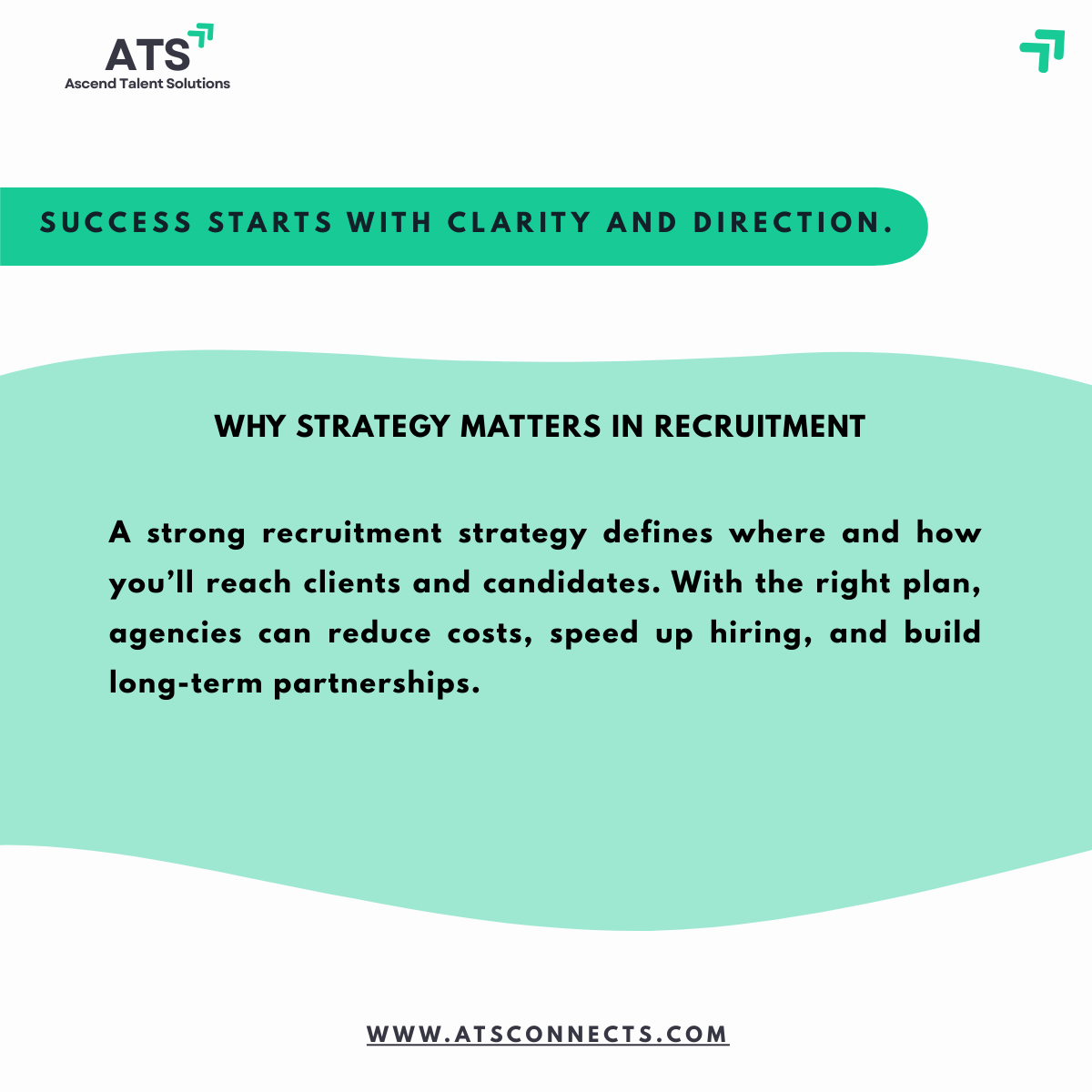 ATSconnects's tweet photo. Strategy Development in Recruitment &amp; Staffing

In recruitment, success doesn’t come from chance. It comes from a well-defined strategy.

A strong recruitment strategy goes beyond filling positions. https://t.co/sNgNAnglPS