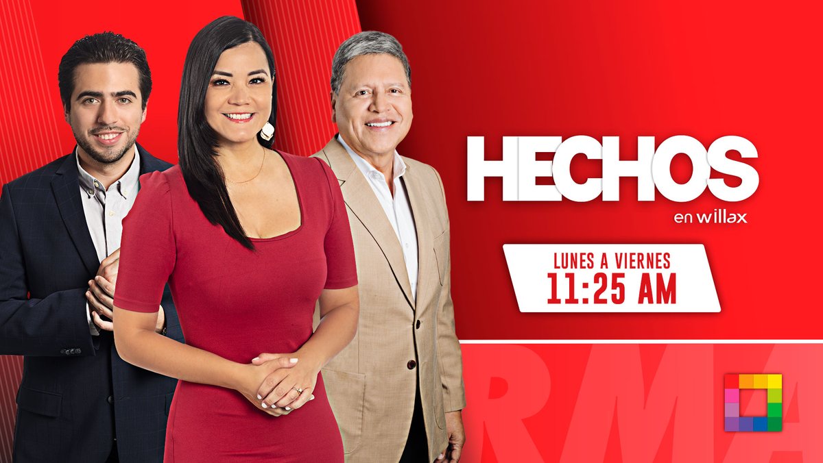 willaxtv's tweet photo. #HechosEnWillax | De lunes a viernes a las 11:25 am, no te pierdas 'Hechos en Willax': todo lo que necesitas ver, y mucho más, con Gonzalo Iwasaki, Marisel Linares y Fernando Rumiche.

¡Solo por Willax Televisión! https://t.co/KWKM6vO779