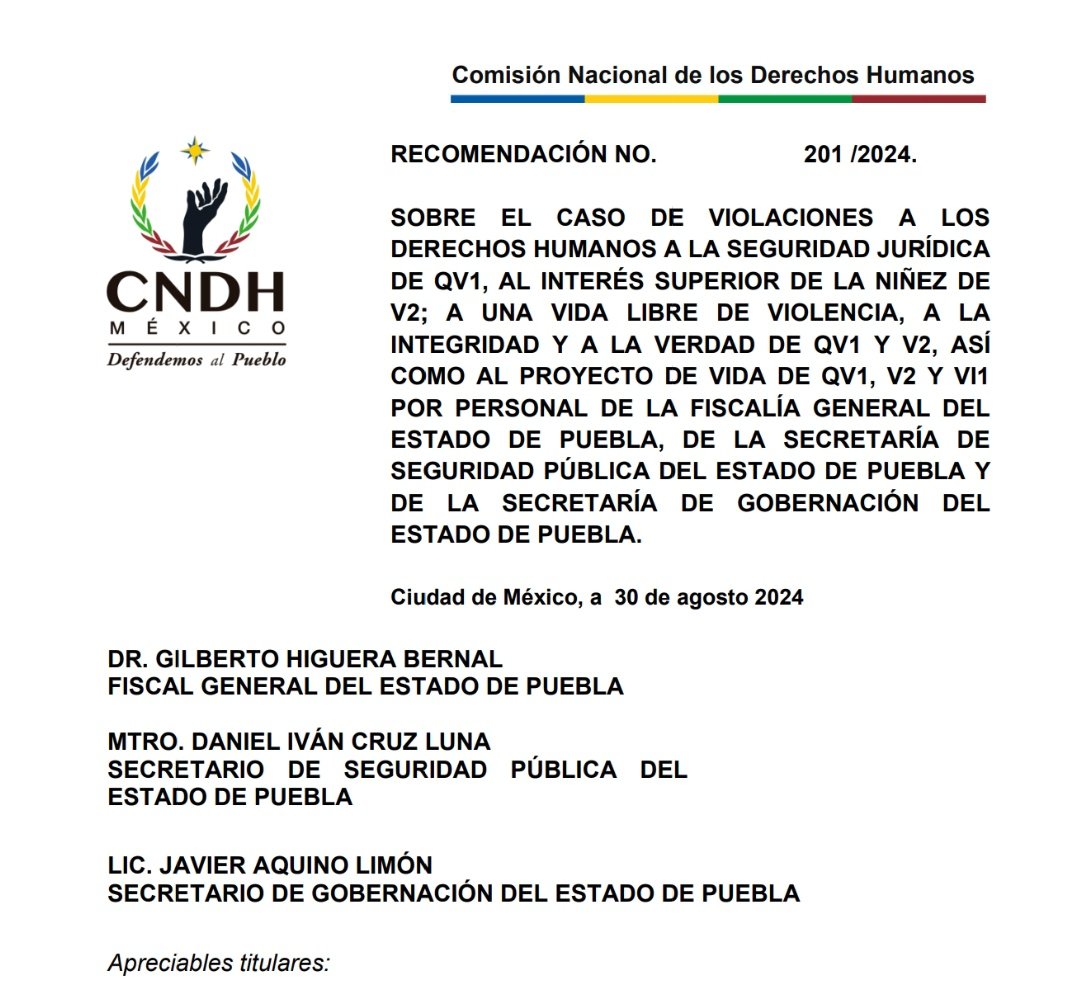 Yanell V (@velazcoyanell) on Twitter photo Mañana se cumple un año de que la CNDH emitió la Recomendación 201/2024, por violaciones a mis derechos humanos y los de mi hija. ¿Quisiera saber cual es su estatus de cumplimiento al día de hoy?
<a href="/CNDH/">CNDH en México</a> <a href="/FiscaliaPuebla/">FGE Puebla</a> <a href="/SSPGobPue/">Secretaría de Seguridad Pública</a> <a href="/Segob_Puebla/">SEGOB Puebla</a> 🤔🤔🤔 Mañana se cumple un año de que la CNDH emitió la Recomendación 201/2024, por violaciones a mis derechos humanos y los de mi hija. ¿Quisiera saber cual es su estatus de cumplimiento al día de hoy?
<a href="/CNDH/">CNDH en México</a> <a href="/FiscaliaPuebla/">FGE Puebla</a> <a href="/SSPGobPue/">Secretaría de Seguridad Pública</a> <a href="/Segob_Puebla/">SEGOB Puebla</a> 🤔🤔🤔