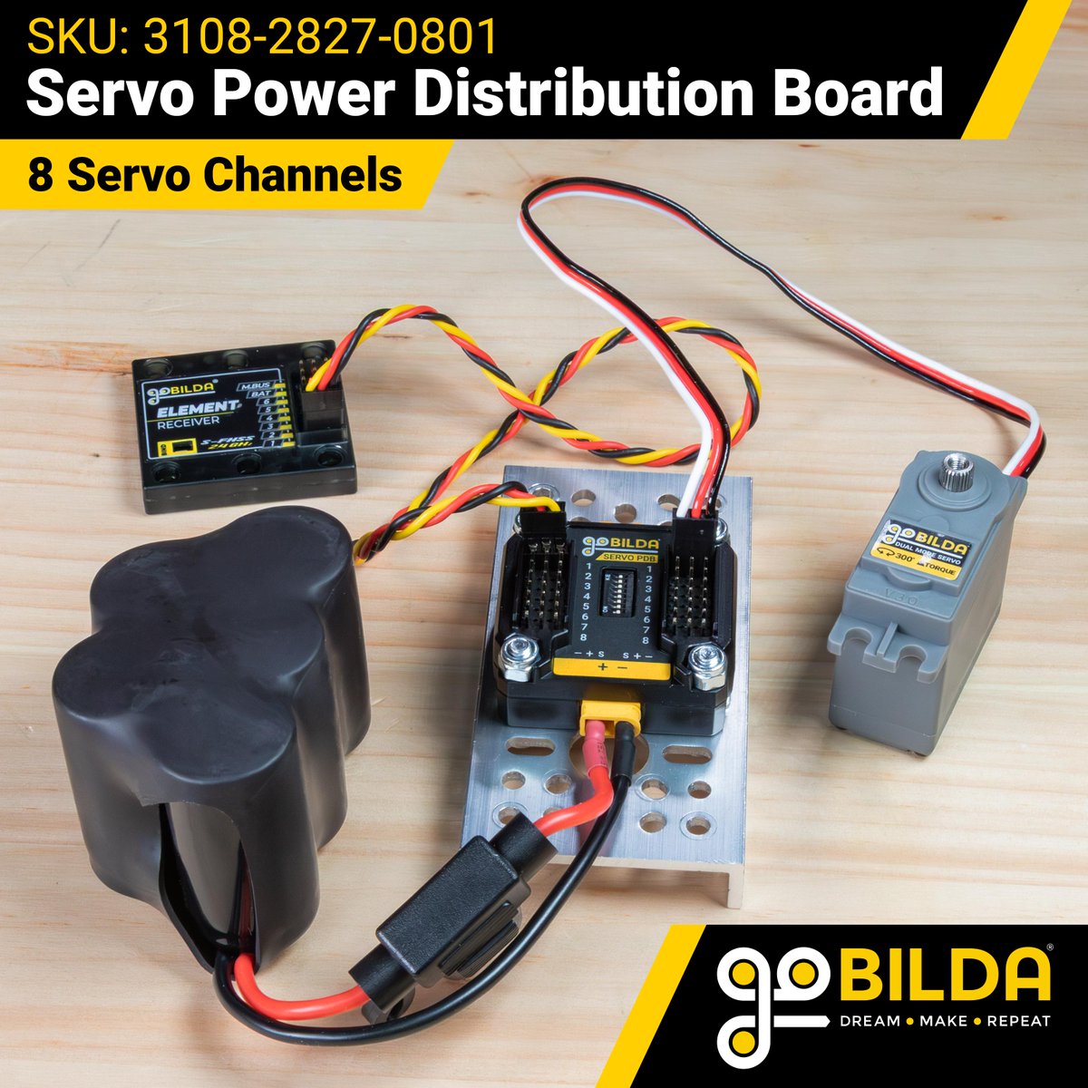 Just as team members of different departments can be fueled by the same snack stockpile, a distribution made simple via our Servo PDB! It’s a plug-and-play way to distribute power between PWM-signal-generating electronics and the devices that receive them.
gobilda.com/servo-power-di…