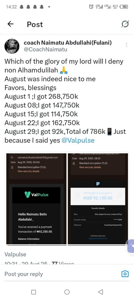 🔥 *Huge Congratulations, Coach Naimatu!* 💃💰  
Earning over *786k in one month* is no small feat — you said YES and the results are LOUD! 💸👏  

<a href="/Valpulse/">Valpulse</a> is changing lives daily — yours could be next.  
No special skills, no magic — just the *right system and bold action!*