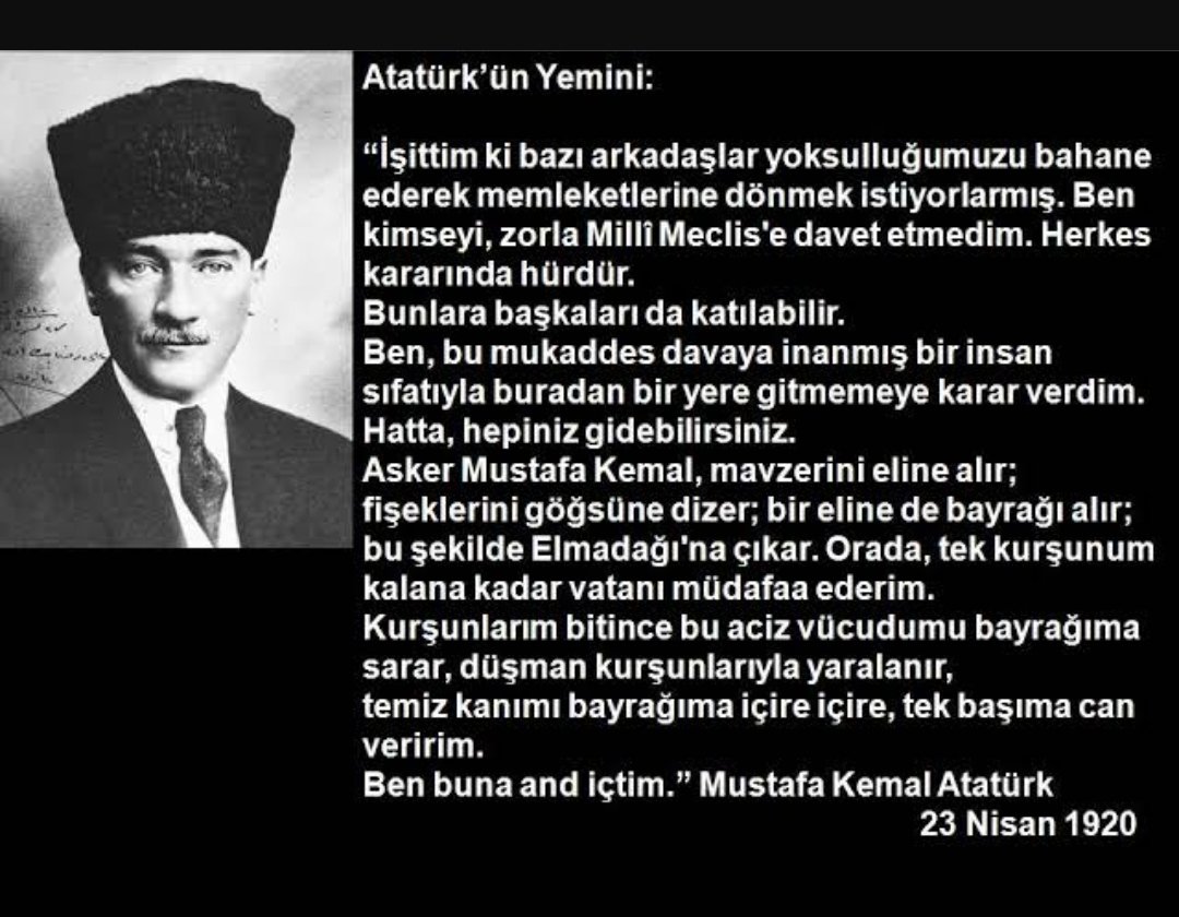 😉Belki bir gün kitap şeklinde yazarım sözlerini. Geç oldu.Üzerinden çok su aktı.Büyük Ata burda demek istiyor ki:''Hayatta en zor şey -e rağmenlere rağmen bir insanın kendine sadık kalmasıdır.Anlayabilene ne mutlu.〽️