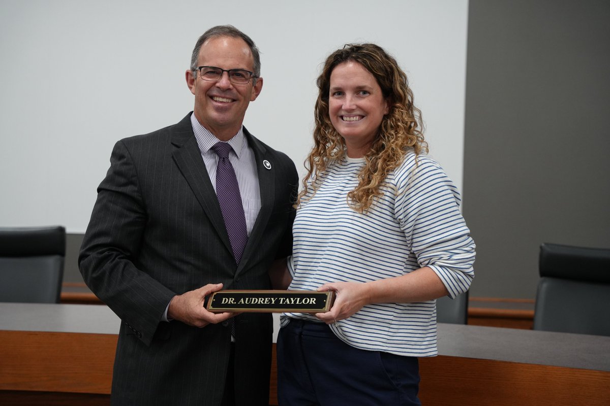 Someone's got a shiny new nameplate! Congratulations to Dr. Audrey Taylor, who was recognized by the School Board on Monday evening for earning her doctorate. #WeAreWayne