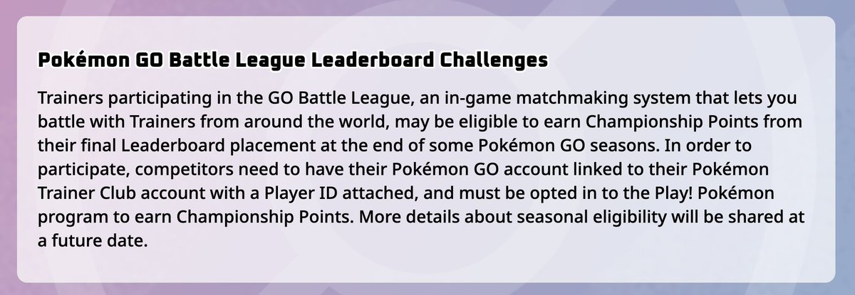 No.

I'm sorry, but GBL is the most unserious format imaginable.  The game state is broken, there's cheaters at the top of the leaderboard, and this will only encourage camping a spot until the end of the season.

We need a full GBL rework for this to be remotely a good idea.
