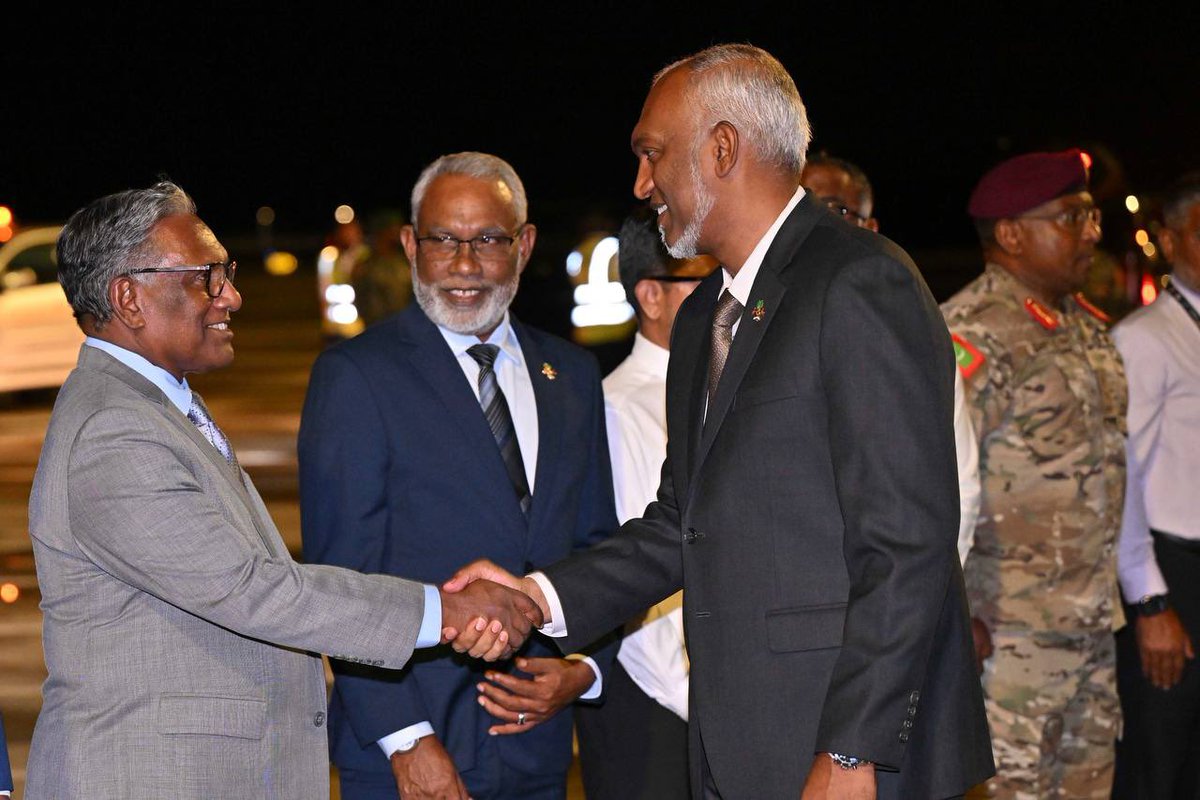 The President's Office (@presidencymv) on Twitter photo His Excellency President Dr <a href="/MMuizzu/">Dr Mohamed Muizzu</a> departs for an official visit to the People’s Republic of China, at the invitation of His Excellency President Xi Jinping. During this visit, President Dr Muizzu will hold bilateral meetings with President Xi Jinping and other foreign leaders. His Excellency President Dr <a href="/MMuizzu/">Dr Mohamed Muizzu</a> departs for an official visit to the People’s Republic of China, at the invitation of His Excellency President Xi Jinping. During this visit, President Dr Muizzu will hold bilateral meetings with President Xi Jinping and other foreign leaders.