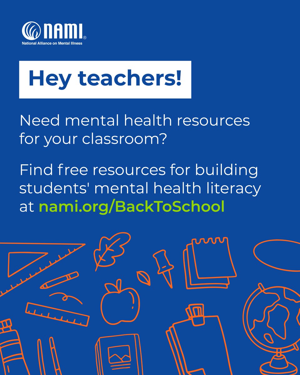 Setting students up for a successful school year starts with supporting their mental health.

Equip your classroom with free resources to build mental health literacy and foster a positive learning environment: nami.org/BackToSchool

#BackToSchool #StudentSuccess