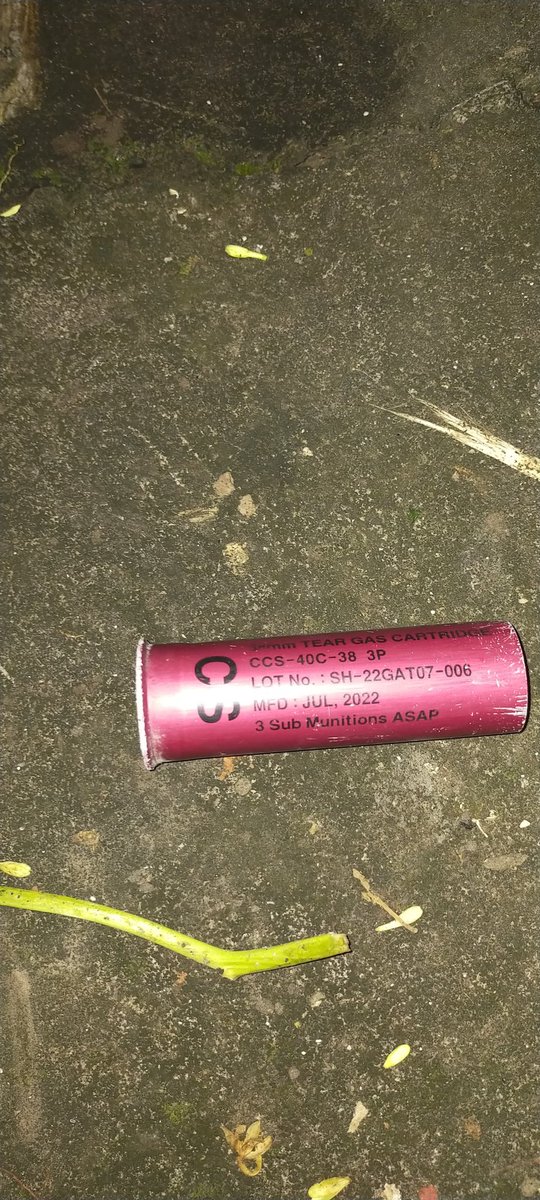 Ditemukan di lokasi aksi di depan Polda DIY, gas air mata expired. Stay safe kawan-kawan