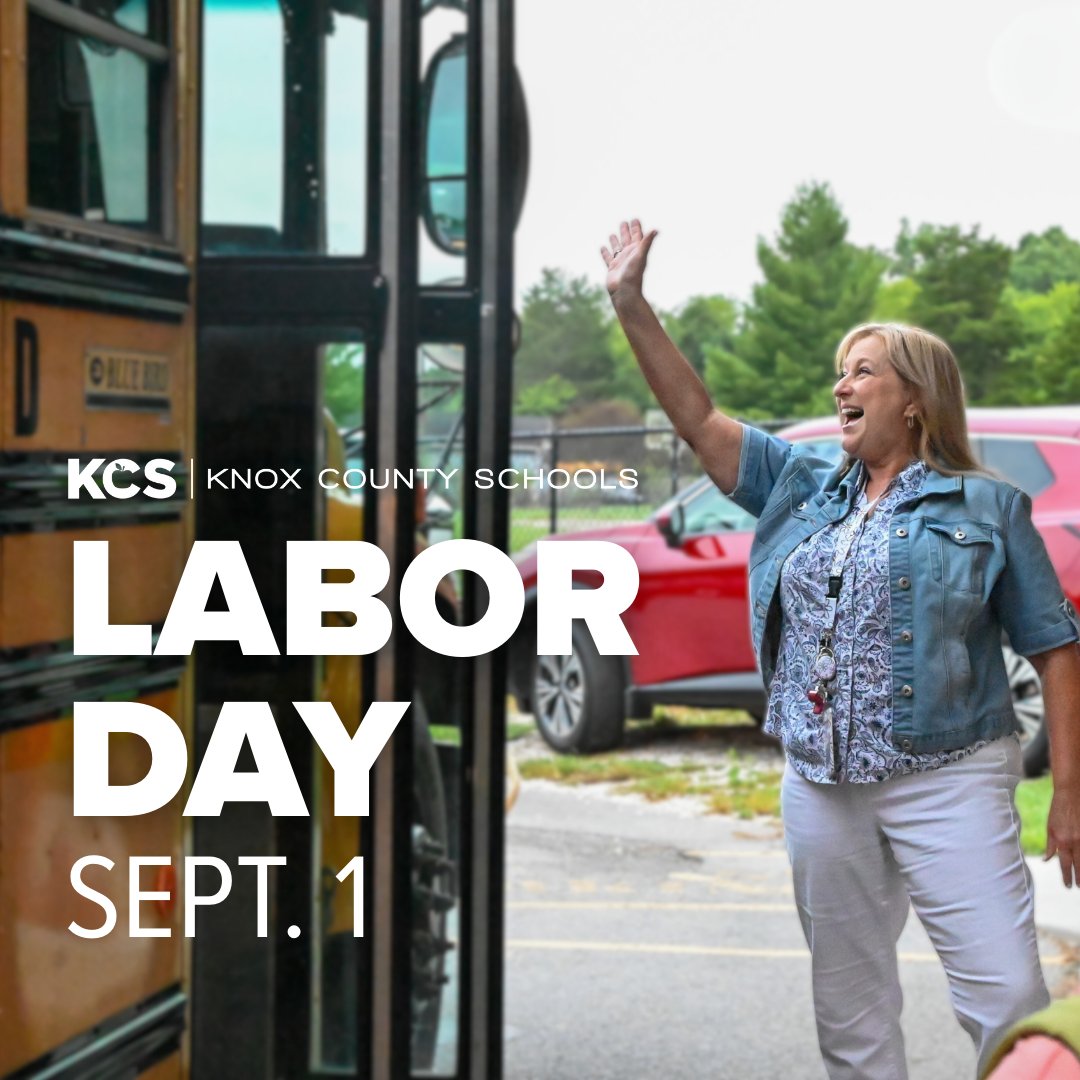 Reminder: All Knox County Schools will be closed Monday, Sept. 1 in observance of Labor Day. Check the full calendar to stay up to date on important dates this school year ➡️ knoxschools.org/calendars
