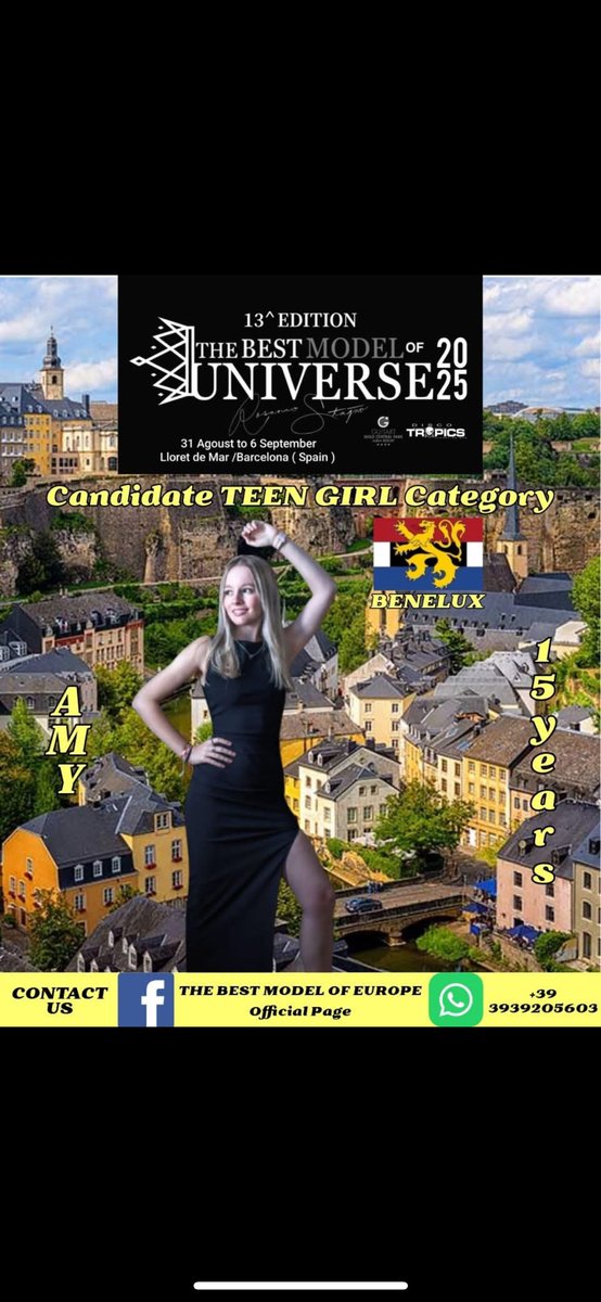 VanBael1's tweet photo. My daughter is leaving tomorrow for Spain.
She is a finalist in the “Best Model of the Universe” competition.
So proud of Her! https://t.co/qRqHhpxmWX