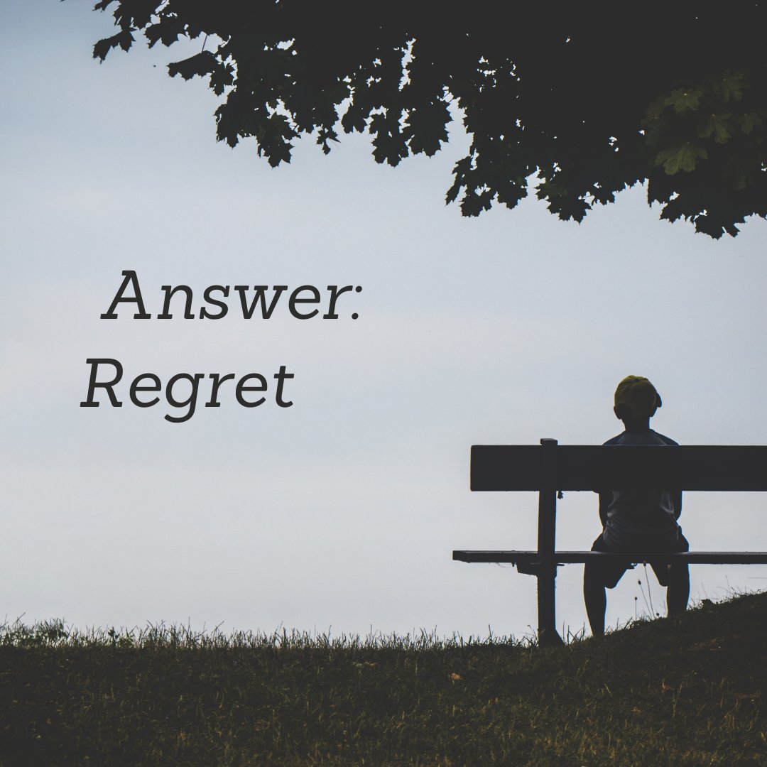 TwistyBrain's tweet image. Answer:
               Regret 😴💭

#Answer #RiddleSolved #TwistyBrain #BrainPuzzle