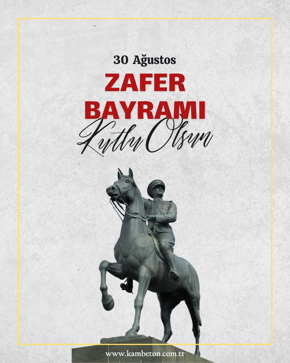 30 Ağustos Zafer Bayramımız kutlu olsun! Bu büyük zaferin mimarı Gazi Mustafa Kemal Atatürk ve silah arkadaşlarını rahmetle anıyoruz. 

#30ağustos #zaferbayramı