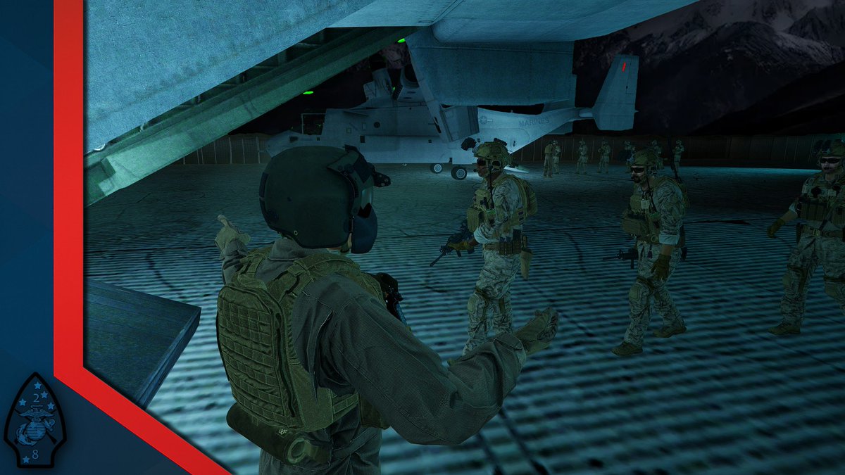 28thMEUA3Milsim's tweet photo. Marines of the 28th MEU board MV22 Ospreys for Operation Watchful Guardian in Al Rayak #MilSim #Arma3 #milsimunits #TacticalGaming #MilsimOps #Arma3Ops #PCGaming #GamingCommunity #Arma3Milsim #MilitarySim https://t.co/hfMteaZiiJ