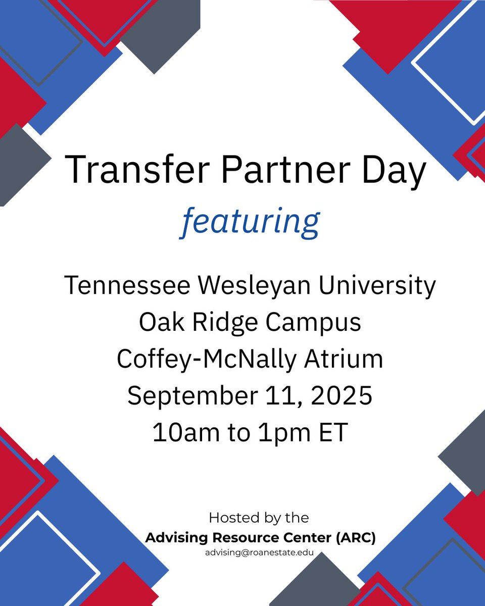 Stop by the Coffey-McNally Atrium today and chat with Tennessee Wesleyan University, our Transfer Partner University! See what transfer options they have available for you. They’re ready to talk with you from 10am to 1pm ET TODAY!