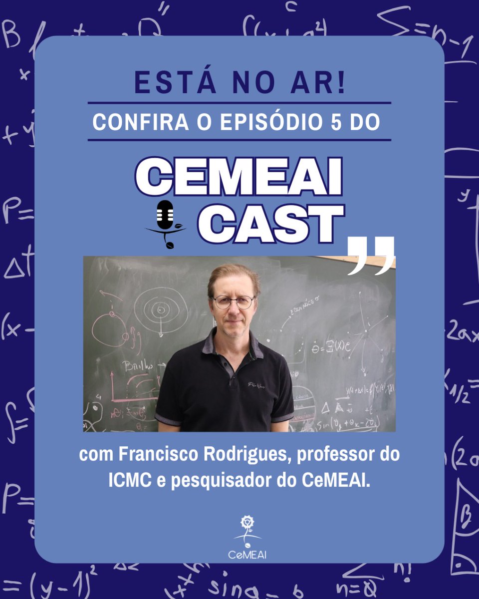 projetosicmcusp's tweet photo. 📚 Gosta de Ciências Exatas e matemática e quer ficar por dentro dos assuntos mais relevantes? O CeMEAICAST é o podcast feito pra você!

🎙️ O episódio 5 já está disponível e traz uma conversa leve e enriquecedora com o professor Francisco Rodrigues. Vale a pena conferir! https://t.co/JTEPl4drkM