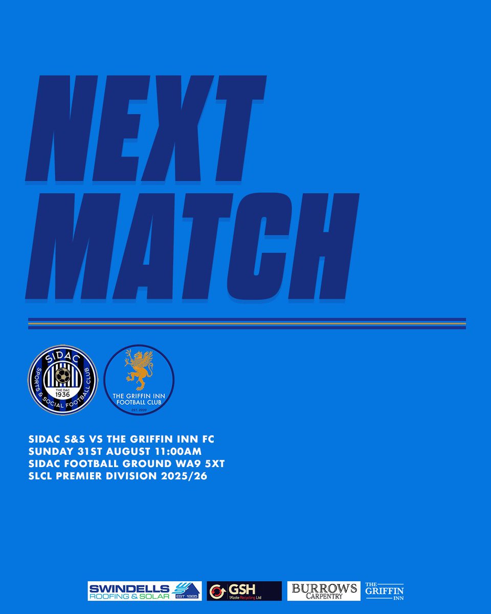 thegriffininnfc's tweet photo. We kick off the new campaign away to last year’s league winners, and it promises to be a real test. The lads are ready to put in a big shift as we look to start strong 🔵

🆚 Sidac Sports
📍 Sherdley Park, WA9 5XT
⏰ 11:00 AM Kick-Off
🏆 South Lancashire Counties Premier Division https://t.co/UxBBKPygR1