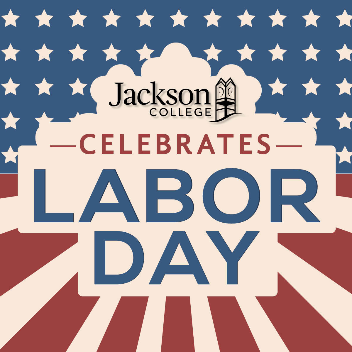 JacksonCollege's tweet photo. All Jackson College locations will be closed Monday for the Labor Day holiday! We will reopen on Tuesday. Enjoy the weekend! https://t.co/lYgo70OSJ5