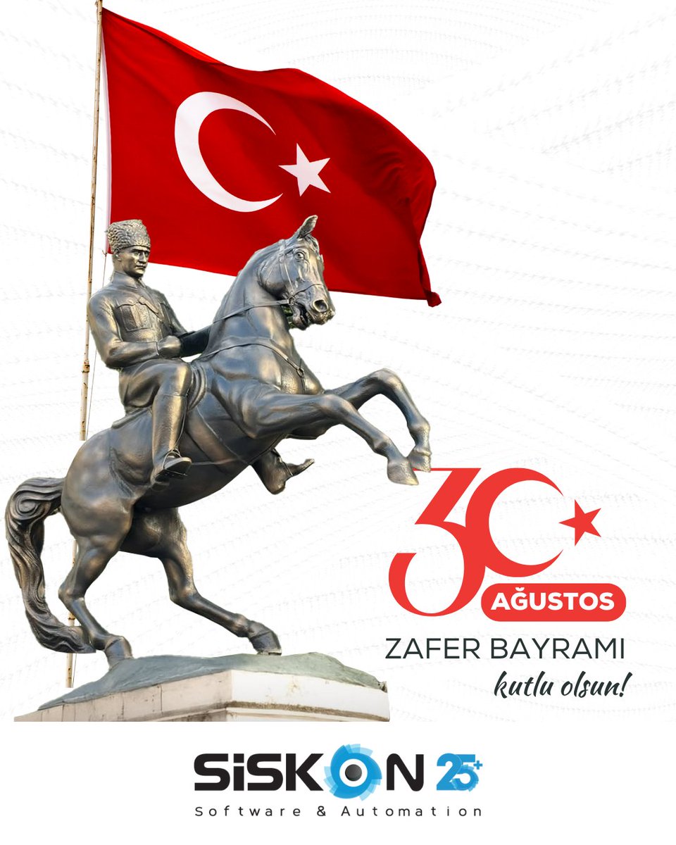 30 Ağustos Zafer Bayramı Kutlu Olsun! 🇹🇷

Başta Gazi Mustafa Kemal Atatürk ve silah arkadaşları olmak üzere, bu büyük zaferin tüm kahramanlarını saygı ve minnetle anıyoruz.

#Siskon #Yazilim #Otomasyon #MakesYourFactorySmarter #Digital #Cloud #Software #Manufacturing #Tailormade