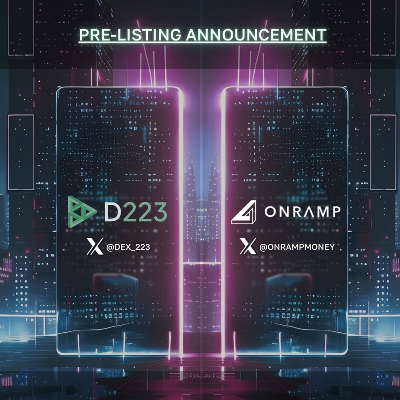 Thanks to @OnrampMoney, access to $D223 is about to get even easier.

DEX223 is built for the future:

✅ ERC-223 &amp; ERC-20 support 
✅ Safer transfers
✅ Lower fees 
✅ True decentralization

This is just the beginning: stay tuned. 🔥