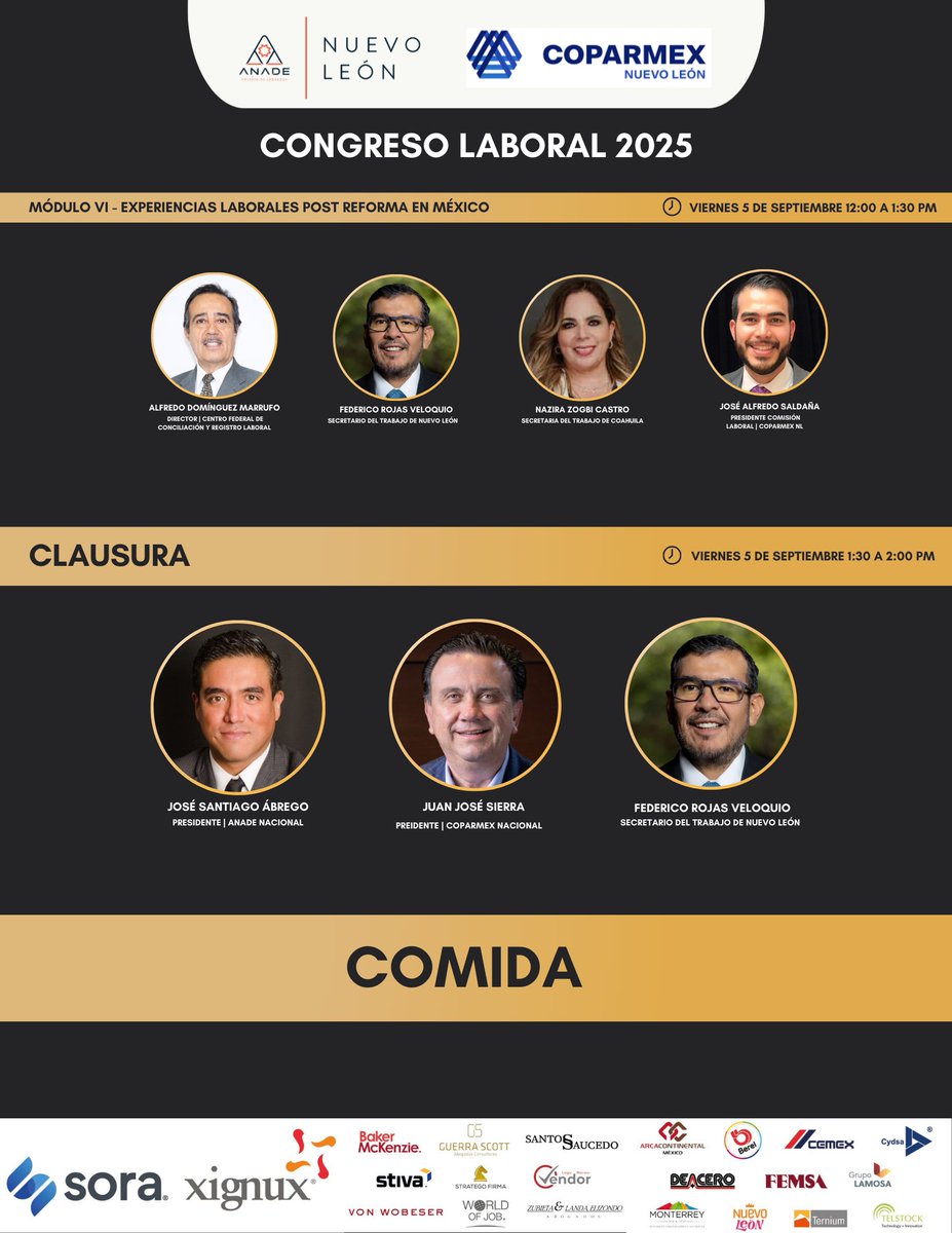 ⏳ ¡Faltan 6 días para el evento laboral del año! 

El Congreso Laboral 2025, este 4 y 5 de septiembre, reunirá a autoridades, especialistas y líderes que compartirán su visión y experiencia para marcar la conversación sobre el futuro laboral en México.

👉coparmexnl.org.mx/news/congreso-…