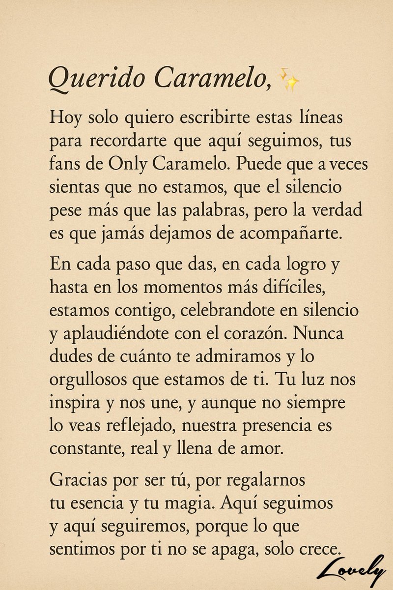 Nunca dudes de tu gente aqui estaremos para defenderte y apoyarte en cada uno de tus logros 🩷

#CarameloDC <a href="/Caramelo970/">Caramelodechocolate</a> 

Una cartita que le hice y ya el leyó y le dio amor pero queria compartirla con ustedes 🩷