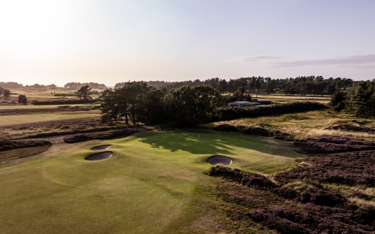 FormbyLadiesGC's tweet image. You don’t have to wait to find the beauty here — it starts right from the 1st, currently framed by a sea of purple heather in full bloom.