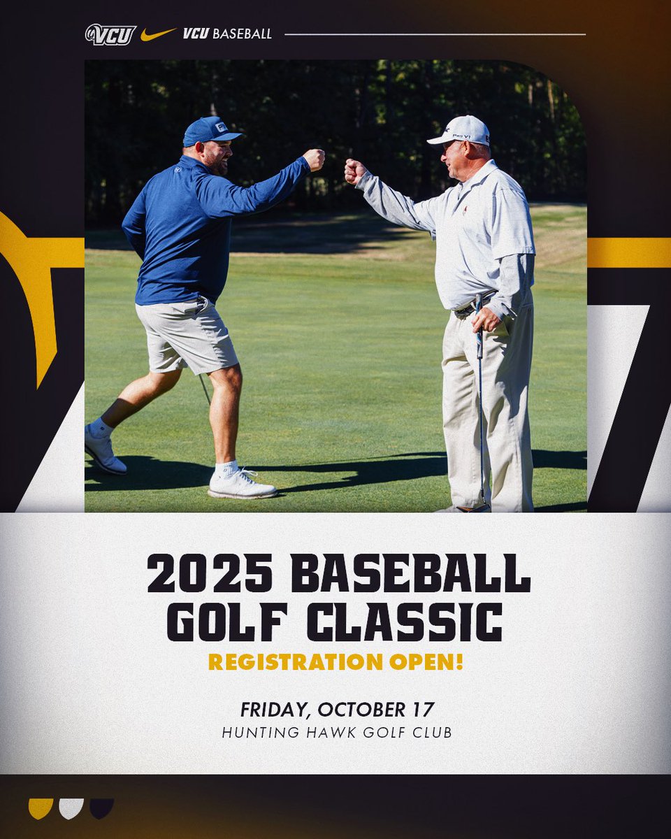 Registration for our annual Baseball Golf Classic is officially open!

🗓️ October 17
📍 Hunting Hawk Golf Club

Register here: vcutickets.evenue.net/events/RAFBSB

#LetsGoVCU