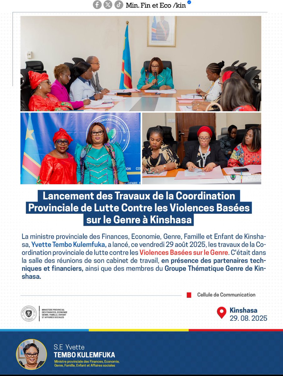 Lancement des Travaux de la Coordination Provinciale de Lutte Contre les Violences Basées sur le Genre à #Kinshasa. #VBG <a href="/PNUDRDC/">PNUD RDC</a>  <a href="/ONUFemmesRDC/">ONU Femmes RDC</a>