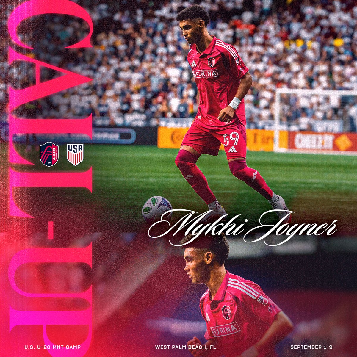 stlCITYsc's tweet image. "Is Mykhi available?" 📞 🇺🇸 

Mykhi Joyner has been called into the U-20 MNT Identity Camp to take place during the September FIFA window. 

🗞️ stlcitysc.com/news/st-louis-…