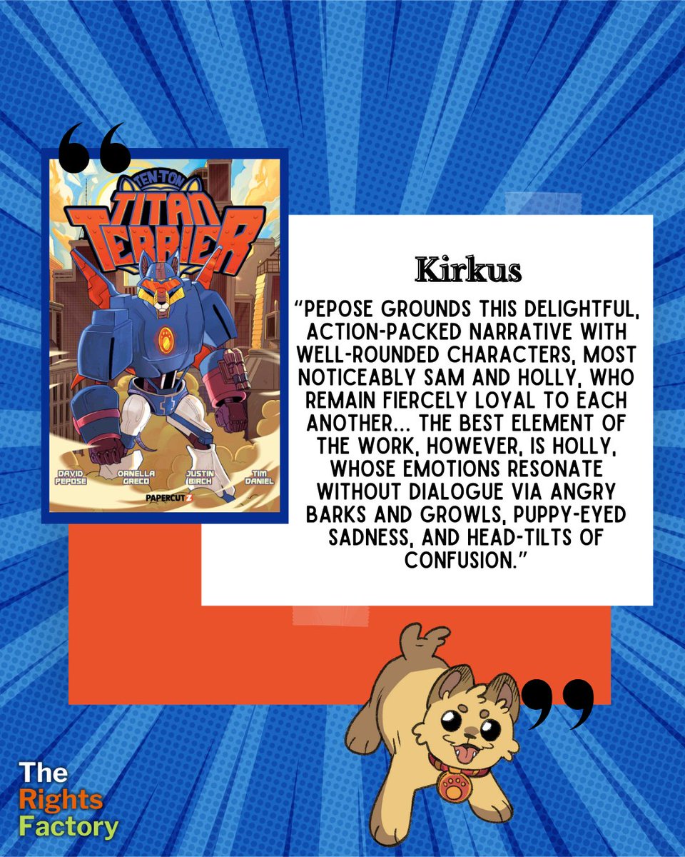 TRFNews's tweet image. Big news for #DavidPepose! His forthcoming graphic novel #TENTONTITANTERRIER just received a glowing #Kirkus review.

Read the full review here: kirkusreviews.com/book-reviews/d… 

Preorder your copy today: papercutz.com/product/ten-to…