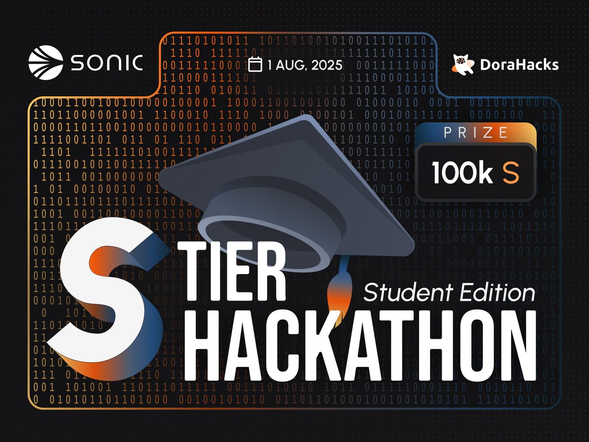 S Tier Hackathon Student Edition poster featuring a graduation cap and 100k $S prize