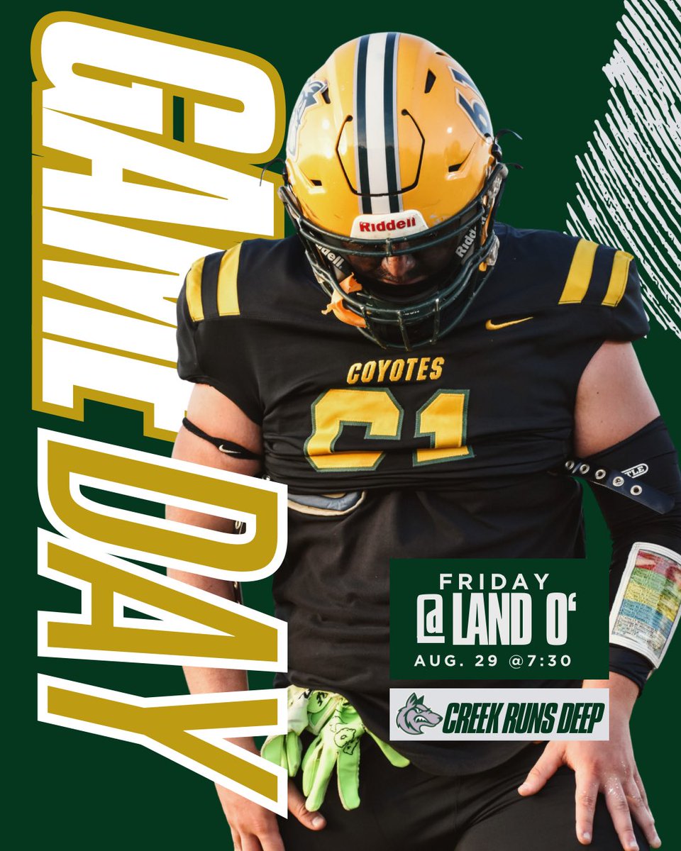 GAME DAY!! Your Coyotes are on the road again as they travel to Land O’ Lakes to take on the Gators! Kick off set for 7:30pm!! LETS GO!!! LND!!! <a href="/StayHowlin/">Coyote Football</a> <a href="/CCHS_Sport/">Cypress Creek High School Athletics</a> <a href="/TheCoyoteWay/">CypressCreek</a> <a href="/KaitlynRidolph/">Ms. Ridolph</a>