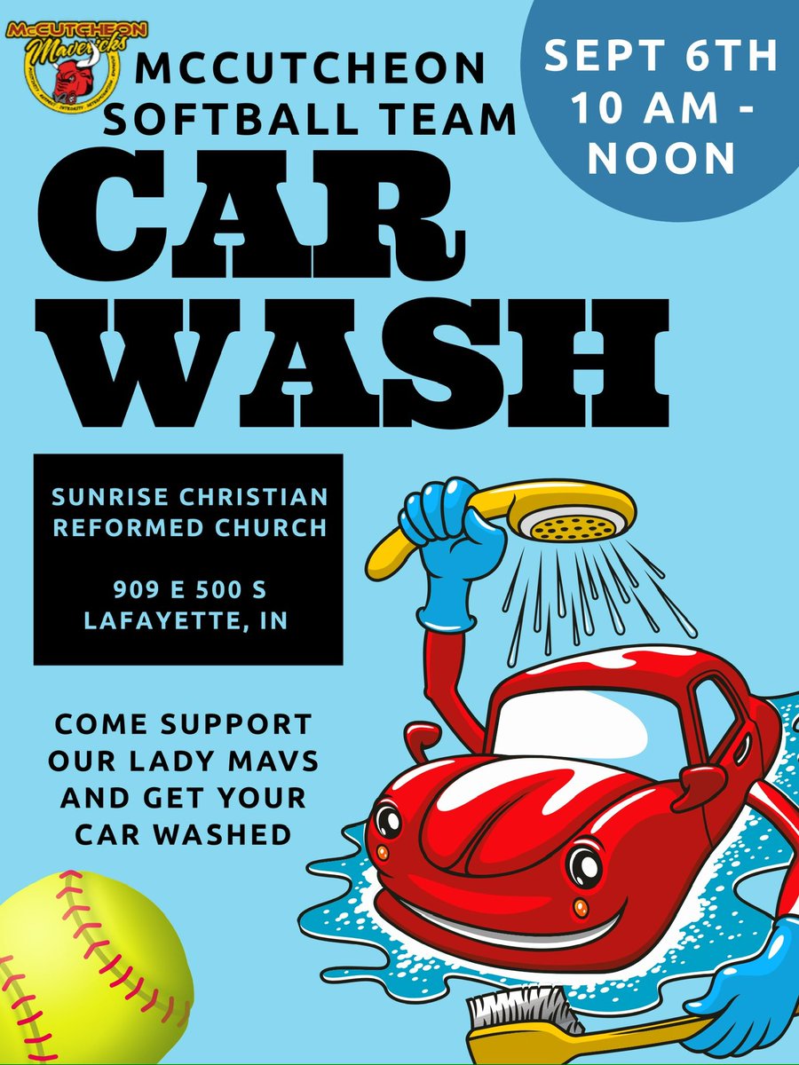 We are holding our 2nd Annual Car Wash Fundraiser!  We had so much fun last year we had to do it again! Come out support these ladies and get your car sparkly clean! Go Mavs! 🥎