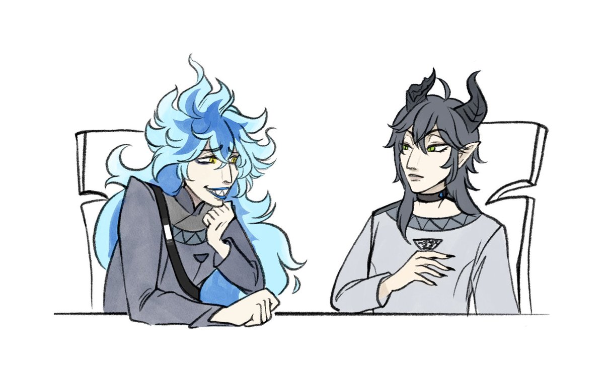 I had to sketch it
He is just asking Malleus questions about his Overblot totally not awkwardly failing at trying to flirt