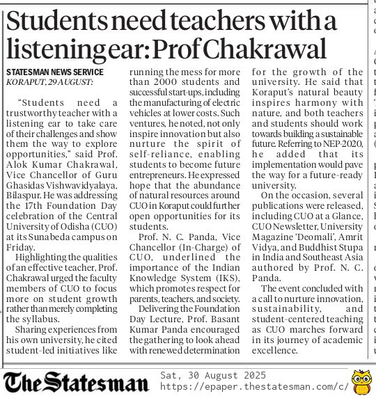 Students Need a Teacher with Listening Ear ... Read More in this News Item .. CUO , #Koraput