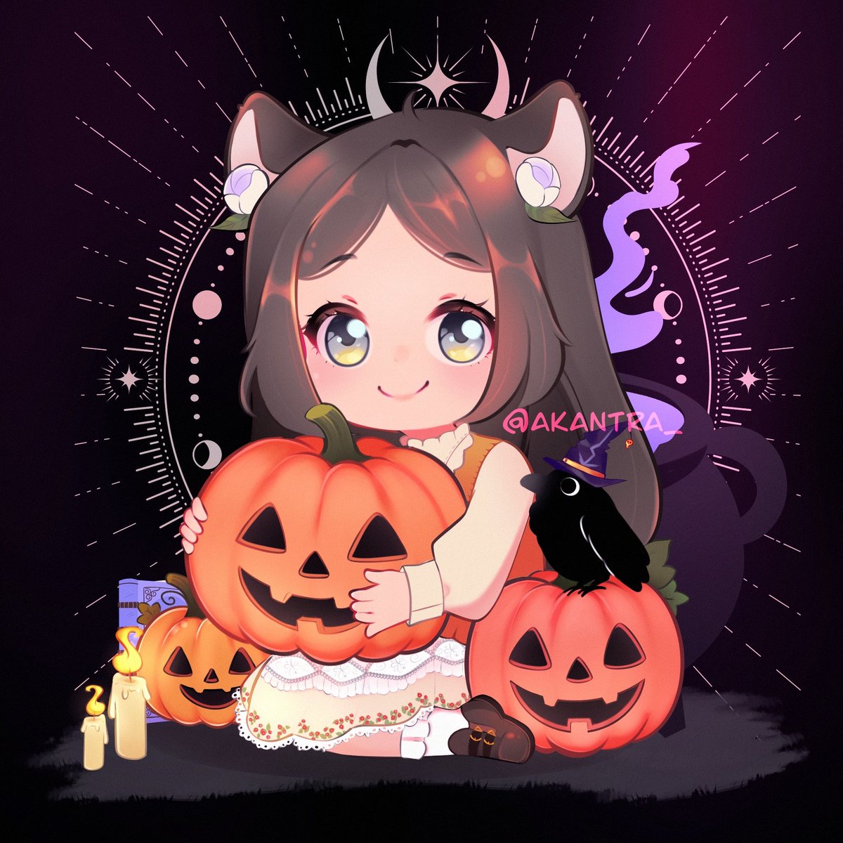 Arte fofinha de Halloween que finalizei recentemente para a @/cosyoak 🎃✨🍂