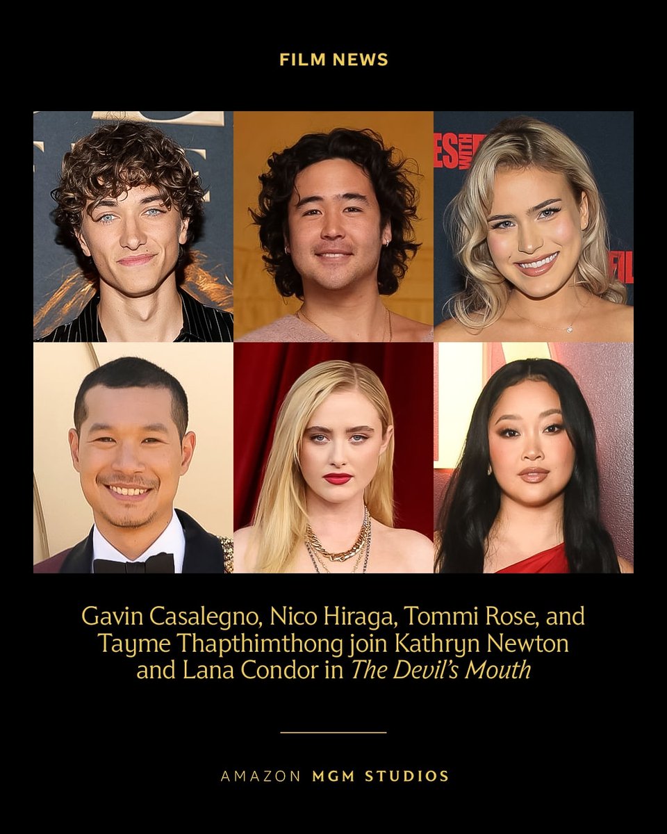 Gavin Casalegno, Nico Hiraga, Tommi Rose, and Tayme Thapthimthong join Kathryn Newton and Lana Condor in The Devil’s Mouth.