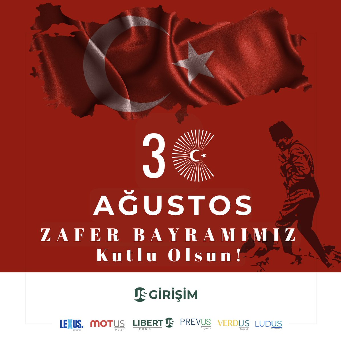 Atatürk'ün liderliğinde kazanılan büyük zafer, bağımsız Türkiye'mizin temeli oldu.

Ata'mızın izinde, şehitlerimizin emanetine sahip çıkmaya devam edeceğiz!

Zafer Bayramımız Kutlu Olsun!

Ne Mutlu Türk'üm Diyene! 🇹🇷

#30Ağustos #ZaferBayramı