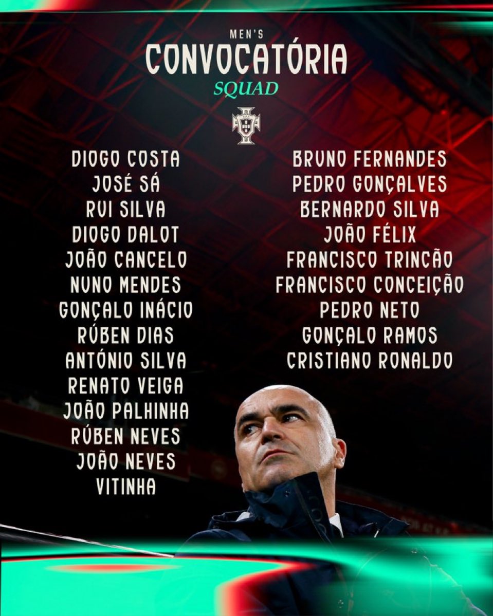 Class gesture by Roberto Martínez and the Portuguese FA. Instead of calling up 24 players for the upcoming World Cup qualifiers, the maximum allowed amount, Martínez has called up 23. The 24th spot is for Diogo Jota👏