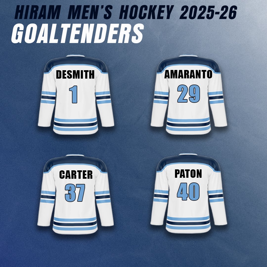 Your 2025-26 Hiram men’s hockey names and numbers!!!