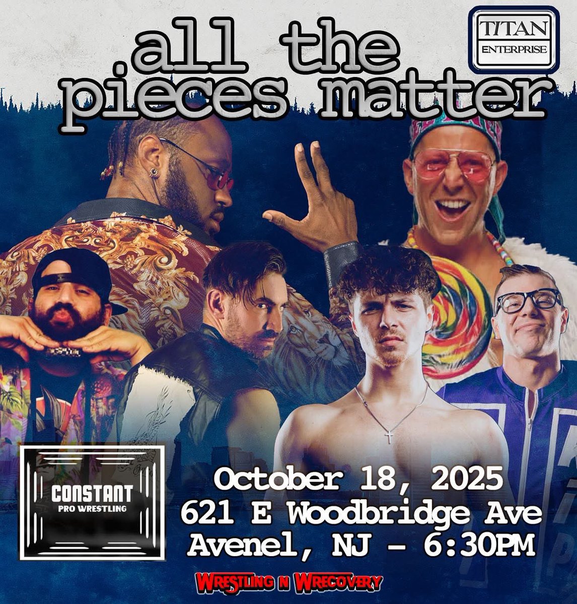 ⚡ Chaos Incoming! ⚡
On Oct 18th in Avenel, NJ, Constant Wrestling throws 6 unique talents into one ring:
🍬 Joey Silver | 🗽 Matt Vertigo | 💥 Pat Dynamite | 🏋️ Mike C-Way | 🎉 Ron Voyage | 😈 Evil Kip Stevens

6 enter. 1 survives.
🎟️ Tickets: Link in bio.

#ConstantWrestling