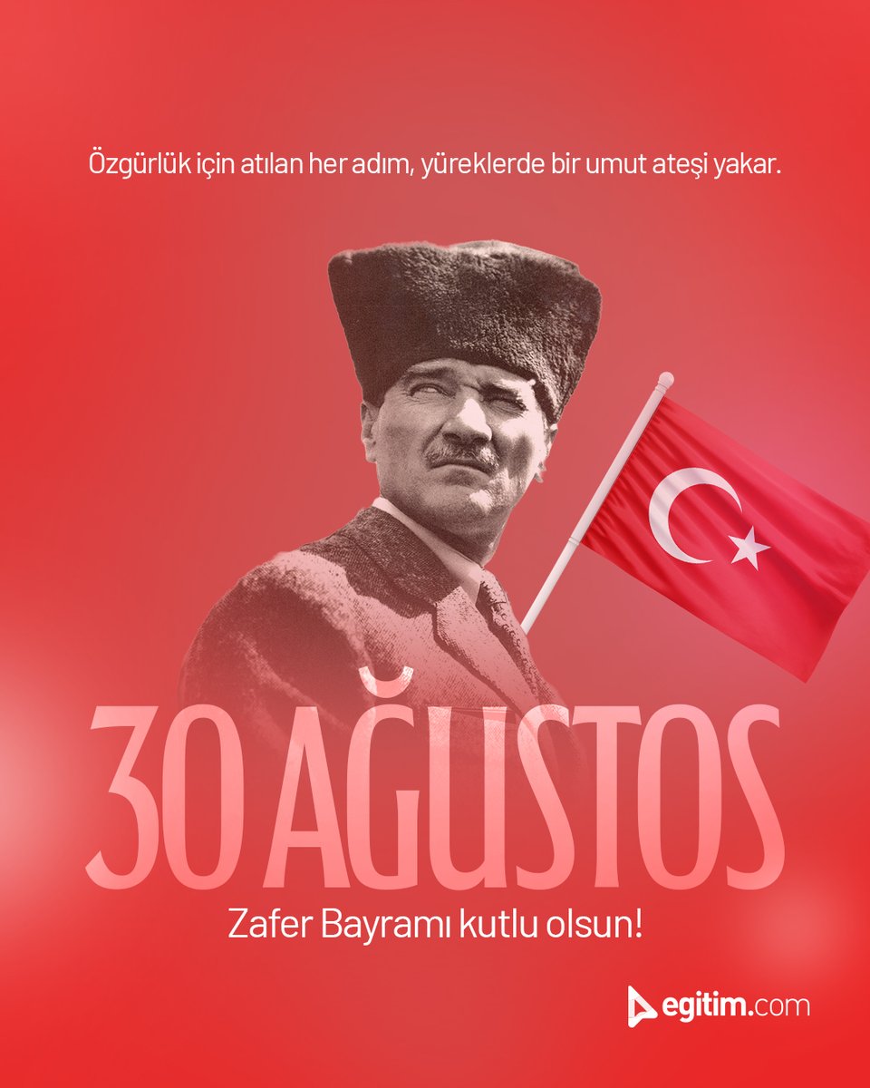 egitim_com's tweet image. Her karış toprağımızda atalarımızın cesareti ve vatan sevgisi var.

30 Ağustos, bu büyük kahramanlığın ölümsüz nişanesidir. 🇹🇷❤️

#Egitimcom #EğitimeDeğer #ZaferBayramı #VatanSevgisi #30Ağustos #Atatürk