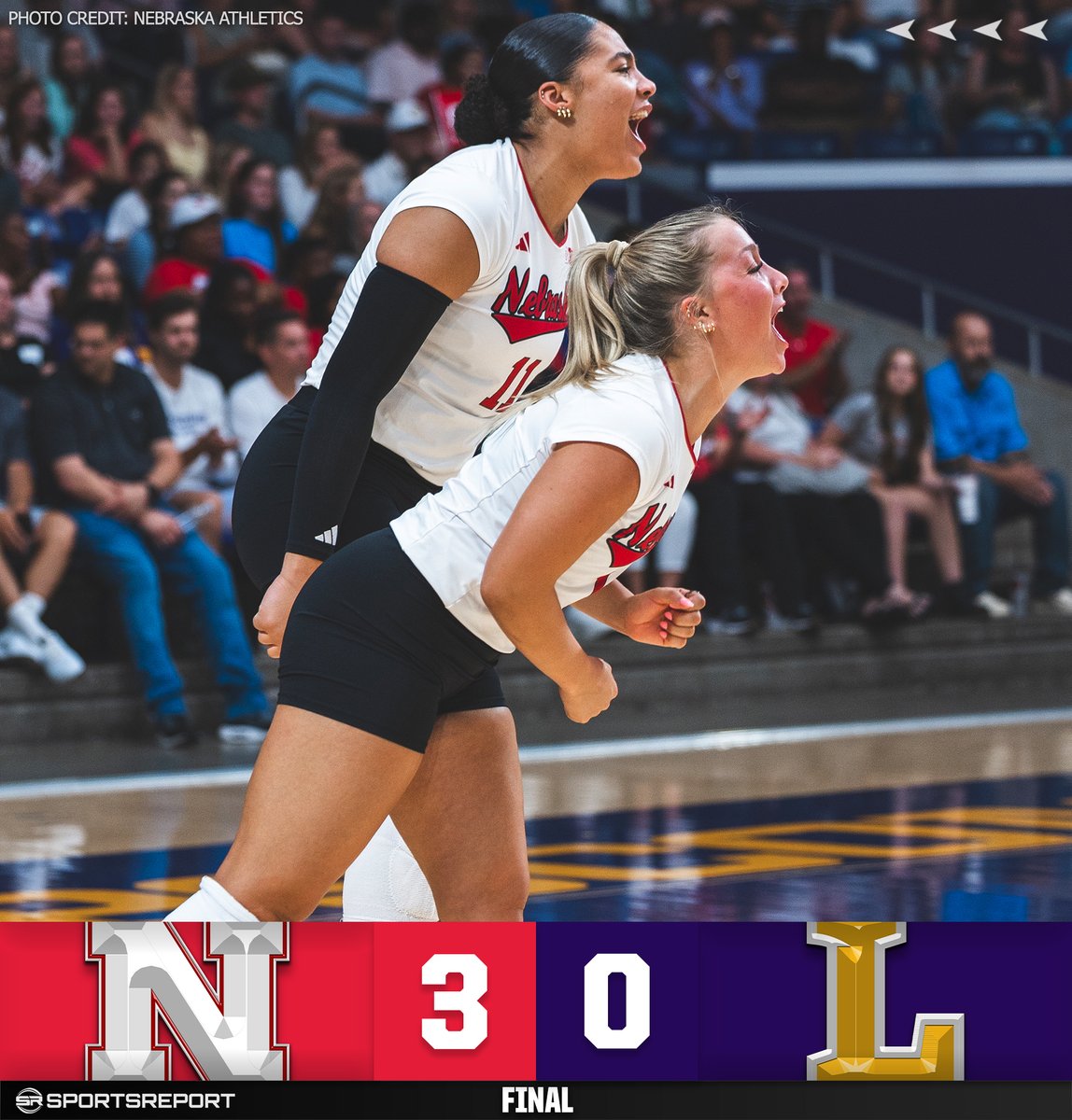 HUSKERS WIN!!! Nebraska sweeps Lipscomb on the road to improve to 3-0!!
