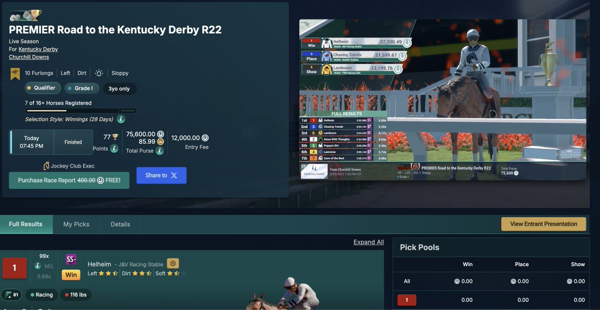 Brown Butter finished second in the Twinspires Sprint. Can we change our luck with Helheim???

WE ARE GOING TO THE DERBY... 🌹🌹