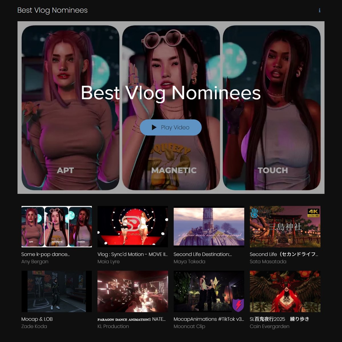 SL VIDEO CREATORSに先日撮影した”WQNC 三嶋神社”がノミネートしました✨<a href="/SLVideoCreators/">SL VIDEO CREATORS</a>
毎月素敵な動画選ばれるみたいです
優秀先品は毎月1日に発表されSecondLife公式でも掲載されているようです
ノミネートされただけで嬉しいです☺
ありがとうございます
slvideogroup.wixsite.com/slvideocreator…