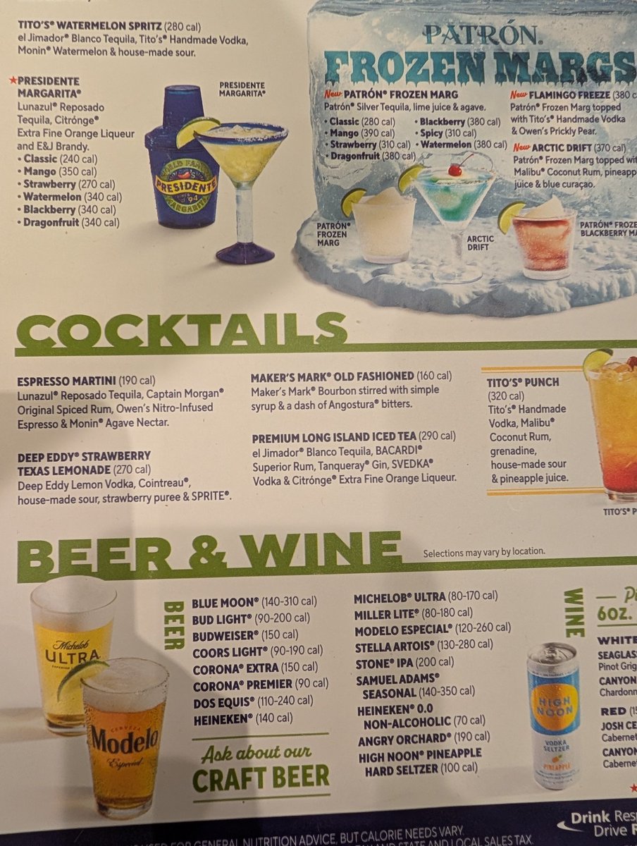 What's the logic behind restaurants like @chilis not showing the prices of alcoholic drinks??