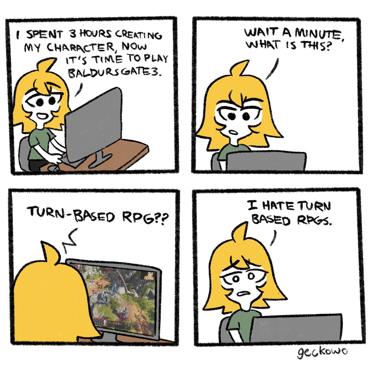 evilgeckowo's tweet image. i made a dumb comic about baldurs gate 3 people did not like