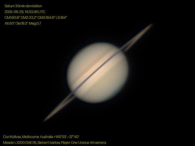 Saturn captured on 2025-08-28.